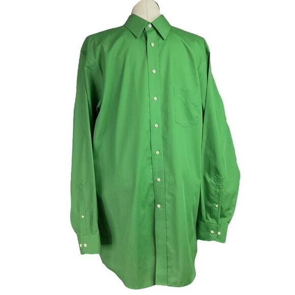 Stafford Super Shirt Men 17 35 37 X Tall Green Performance Long Sleeve Blend - Picture 1 of 6